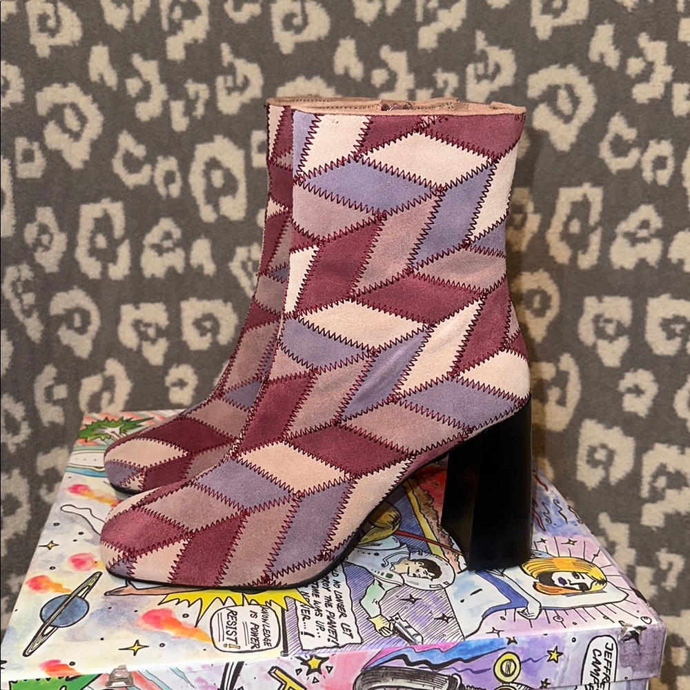Jeffrey Campbell Verus-PW in Pink Suede Multi ๐ Heeled Booties New & Never Worn - Picture 4 of 17